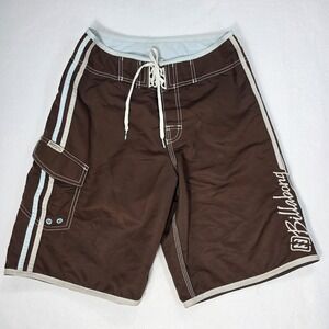 Vintage Y2K Billabong Board Shorts Mens Size 28 Brown Swim Surf Trunks Pocket